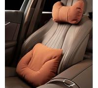Car Neck Pillow Lumbar Support Kit for BYD FO, Car Seat Headrest and Lumbar Cushion Soft with Adjustable Strap,Orange