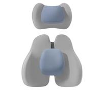 Car Neck Pillow & Lumbar Support Set for Toyota GR Supra/Tundra/Mirai/Sienna, Memory Foam Breathable PU Leather Cushion, Universal for Car Seat Office Chair,BlueGrey