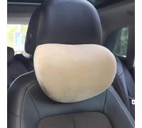 Car Neck Pillow with Memory Foam and Breathable Fabric Ergonomic Shape Designed for Headrest Integration (Beige)