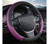 Car Non-slip Fiber Leather Steering Wheel Cover Soft And Breathable For E39 E46 E60 E87 E90 F10 F20 X1 X2 X3 X4 X5 X6(Black purple)