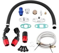 Car Oil Feed and Return Drain Line Hose Kit for T3 T4 T6 GT45 T04E T66 Turbocharger(Black)