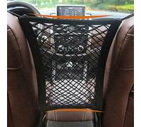 Car Organiser Between Seats for Audi A6 Avant C5 C6 C7 C8 C9, Hanging Large Capacity Front Seat Storage Car Net Organizer Mesh Storage Net,A Double-layer elastic on both sides