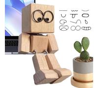 Car Ornament - Funny Wood Shaking Feet Decor | Cute Wooden Doll with Movable Joint for Interior Daily Commute Road Work Van Vacation Travel Long Drive School