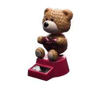 Car Ornaments For Dashboard: Resin Material, Shaking, Toy | Mini Solar Figure With Moving Head Feature, Cute Bear Ornament Car Decoration Accessories E