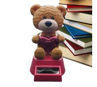 Car Ornaments for Dashboard, Solar Powered Bear Car Dashboard Decorations, Cute Decor Small Figures Toys, Animal Figurines Shaking Head for Women Men Kids