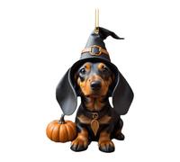 Car Ornaments for Rear View | 2D Dachshund Halloween Ornament | Seasonal Decoration for Cafe Window Offices Party Garden Indoor Porch Gate Patio Home Festival Kitchen