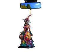Car Ornaments for Rear View Mirror - Witch Car Mirror Charm | 2D Witch Ornament, Fun Halloween Decor for Vehicle Window Door Tree Wall Women Men