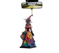 Car Ornaments for Rear View Mirror | Witch Car Mirror Decor,2D Acrylic Fun Witch Ornament for Halloween Women Men Truck Vehicle Window