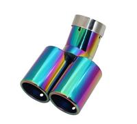 Car Outlet Car Styling Mufflers Exhaust Tail Throat Pipe Tip Flat Universal Bend Stainless Steel Multi Size Dual Outlet Muffler 63MM Silencer(Silver 57MM)