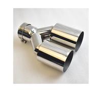 Car Outlet Dual Exhaust 2.5" 63mm Tip 3 Inch Inlet 3" Outlet 9.5 Long Tail Pipe Double Wall 304 Stainless Steel Universal Silencer(IN60-OUT76mm)