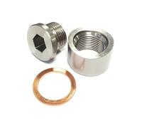 Car Oxygen Sensor O2 Sensor Bung Stainless Steel Oxygen Mounting Bungs And Plugs Adapter M18 X 1.5 Thread Notched Style Exhaust Weld In Bung With Oxygen O2 Sensor