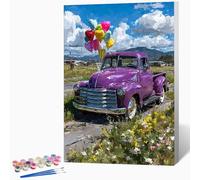 Car Paint by Numbers for Adults Balloon Paint by Numbers Kits, Hobbies for Adults Women, DIY Acrylic Pigment Color Oil Drawing Kits Wall Art for Living Room Decor 16x20 Inch (Without Frame) -LKF0749CB