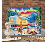 Car Paint by Numbers for Adults Beginners, Aurora Painting by Numbers 8x12inch, DIY Easy Hand-Painted Oil Paintings for Home Wall Decor, Creative Arts and Crafts Gift for Women Men (Unframed) W-O713