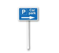 Car park this way right arrow Sign, 12" x 8" Yard Sign with Stake, Easy to Mount, Lawn Sign