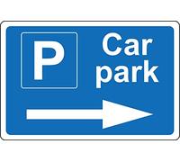 Car park this way right arrow sign - 3mm Aluminium sign (400mm x 300mm)