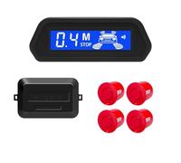 Car Parking Sensor Kit With Auto Parktronic Reverse Monitor 4 Sensors Radar Detector Systems Backlight Display Distance Control Reverse Sensor(Red)