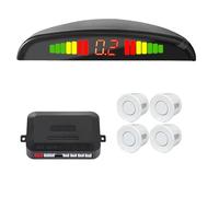 Car Parking Sensors Parking Kit Display 4 Sensors 22mm Backlight Reverse Backup Radar Monitoring System 12V Car Ground Parking Sensors Reverse Sensor(White)