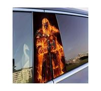 Car Parts 2 PCS Car Window Pillar Stickers Flame Warrior Glossy Protective Polyethylene Film