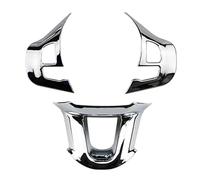 Car Parts 3PCS Glossy Trim Wrap Cover Emblem Decal Car Steering Wheel Sticker For Peugeot 208 2008 2014-2018(Bright silver)