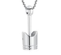 Car Parts Stainless Steel Piston Cremation Urn Necklace For Men Keepsake Memorial Jewelry Hold Ashes, 316L, Crystal