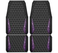 CAR PASS Bling Car Mats Diamond Rubber Floor Mats Full Set Anti-Slip 3D Rhombus Waterproof Trim to Fit Liner Universal Glitter Crystal Sparkly Shining Rhinestone Girl Women, Black Purple