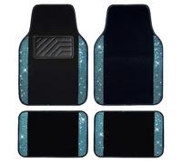 CAR PASS Bling Rhinestones Diamond Waterproof Car Floor Mat, Crystal Sparkly Shining Glitter Carpet, Anti-Slip PVC Heel Pad, Universal for Interior Auto SUV,Sedan,Van,4pcs Girly Women(Mint)
