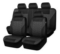 CAR PASS Car Seat Covers Full Sets, Front & Split Rear Bench for Car, 3D Tyre Embossed Automotive Interior Covers, Airbag Compatible, Quick Setup Universal Fit Seat Covers for Car, SUV(Charcoal)