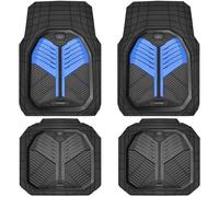 CAR PASS Heavy Duty Rubber Car Mats, Deep Dish Car Floor Mats All Weather, Car Mats Full Set 4-Piece Trim to Fit for Sedans SUVs Trucks Sports Waterproof Anti-Slip Automotive Mats, V12 Black and Blue