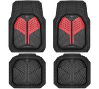 CAR PASS Heavy Duty Rubber Car Mats, Deep Dish Car Floor Mats All Weather, Car Mats Full Set 4-Piece Trim to Fit for Sedans SUVs Trucks Sports Waterproof Anti-Slip Automotive Mats, V12 Black and Red
