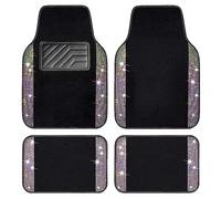 CAR PASS Iridescent Bling Rhinestones Diamond Car Floor Mats Waterproof, Anti-Slip PVC Heel Pad,Universal for Automotive SUV,Sedan,Van,4pcs Girl Women lady(Multicolor Colorful Crystal Shining)