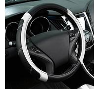 CAR PASS Line Rider Microfiber Leather Sporty Steering Wheel Cover Universal Fits for 95% Truck,SUV,Cars, Anti-Slip Safety Comfortable Desgin (Black and White)