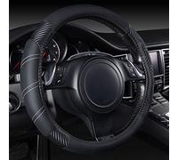CAR PASS Line Rider Microfiber Leather Sporty Steering Wheel Cover Universal Fits for 95% Truck,SUV,Cars, Anti-Slip Safety Comfortable Desgin (Black Carbon Fiber)