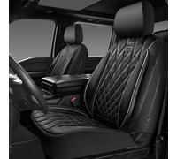 CAR PASS Piping Luxury Leather Two Front Car Seat Covers,Silver Glitter Waterproof Seat Cover Compatible with Front Seat Armrests,Universal Fit for Suvs,Vans,Trucks,Airbag Compatible(Black and Silver)