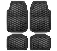 CAR PASS Rubber Car Mats, Black Deep Dish All-Weather Floor Mats Full Set Durable Heavy Duty Anti-Slip 3D Rhombus Waterproof Trim Fit Liner Universal Fit Automotive Sedan SUV Truck, 4 Pcs Black Rubber