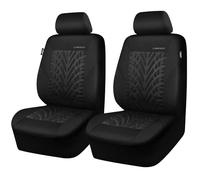 CAR PASS Seat Covers - Two Front, 3D Tyre Print, Airbag Compatible, Universal Fit for Car, Truck, SUV (Black)