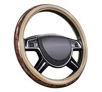 CAR PASS UNIVERSAL FIT Full Wood Grain Leather Steering Wheel Covers Fit for Suvs,Trucks,Sedans,Anti-Slip Design (Beige)