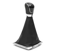 car passion Gear Shift Knob Kit (Cover + Knob + Chrome Frame) Compatible with Fiesta MK7 Focus MK2 MK3 B-Max S-Max Kuga Galaxy MK3 - Black Stitching