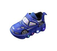 Car Pattern Light Up Sneaker for Toddler Baby Boys Memory Foam Led First Walking Sport Shoes Soft Non Slip Loafers Shoes Zapatos Tenis para Niños De Años Baby Light Shoes (Blue, 5 Infant)