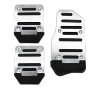 Car Pedal 3Pcs Universal Aluminum Automatic Transmission Car Pedal Cover Brake Fuel Gas Foot Pad Set Kit Pedals Red Blue Silver Non Slip(Silver)