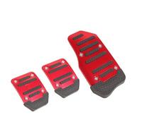 Car Pedal Covers Universal Aluminum Automatic/Manual Transmission Car Pedal Cover Set Kit Anti Skid Pedal Brake Clutch Accelerator Foot Pedal Pad Covers(Manual-Red-Set)