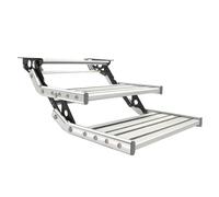 Car Pedals Aluminum Alloy Double Layer/Single Layer RV Caravan Trailer Folding Step For Camper Caravan Accessories car climbing ladder Foot pedal(Double layer rv step)