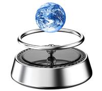 Car Perfume, 2 Mode Rotating Solar Earth Car Perfume Air Freshener Ornament with Scented Tablets for Home Office Desk Silver