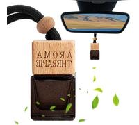 Car Perfume Pendant - 10 ml, Glass, Car Air Freshener with Wooden Lid, Long Lasting | Wooden Diffuser, Decorative Air Freshener for Long Trips, Gift
