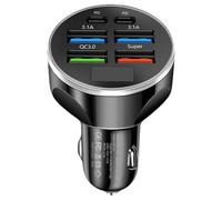 Car Phone Charger,4 USB Ports 2 PD Ports Phone Charger Adapter - Fast Charging Snap Lock Car Interior Accessories with Colorful Lights for SUV Truck Vehicle