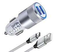 Car Phone Charger, AILKIN 3.4A Dual Port Fast USB C Samsung Car Charger Adapter with 6FT/1.8M USB C Cable for Samsung Galaxy S24 Ultra/S23/S22/S21/S20/S10/A54/A55/A15/A14/A13/Z Flip 4, Huawei, Xiaomi