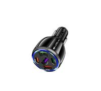 Car Phone Charger for Skoda Fabia,Automobile Cigarette Lighter USB Chargers,Adapter Splitter Multi Socket,Outlet Voltmeter Fast Charging Retractable Accessories,3 USB+2 PD Black