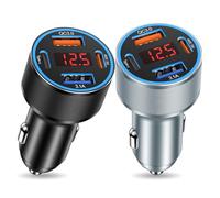 Car Phone Charger USB C,2Pack 4-Port 65W USB C Car Charger Fast Charging Multi Port Cigarette Lighter Adapter with Volt Meter,12V Type C Car Adapter for iPhone 17/16/15 Pro Max,iPad,Samsung,Android