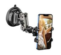 Car Phone Holder - ABS Car Phone Holder With Strong Suction Cup Base | Silica Gel Anti-Shake Dashboard Accessories, 360 Degree Adjustable Phonne Holdder For Video Recording