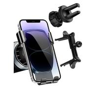 Car Phone Holder for Air Vents with Vent Clip Hook Round Square Mercedes Benz A/B/C/E/S Audi Mini Cooper 360° Rotation Stable Triangle Support Mobile Phone Mount 4.7-6.3inch for iPhone Galaxy (Black)