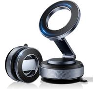 Car Phone Holder for Magsafe [80LBS Strongest Suction & 3200gf Ultra Magnetic] 360° Adjustable Vacuum Phone Mount for Car/Gym/Mirror for iPhone 17 Pro Max 16 15 14 13 12 Air Plus & Android (All-Metal)